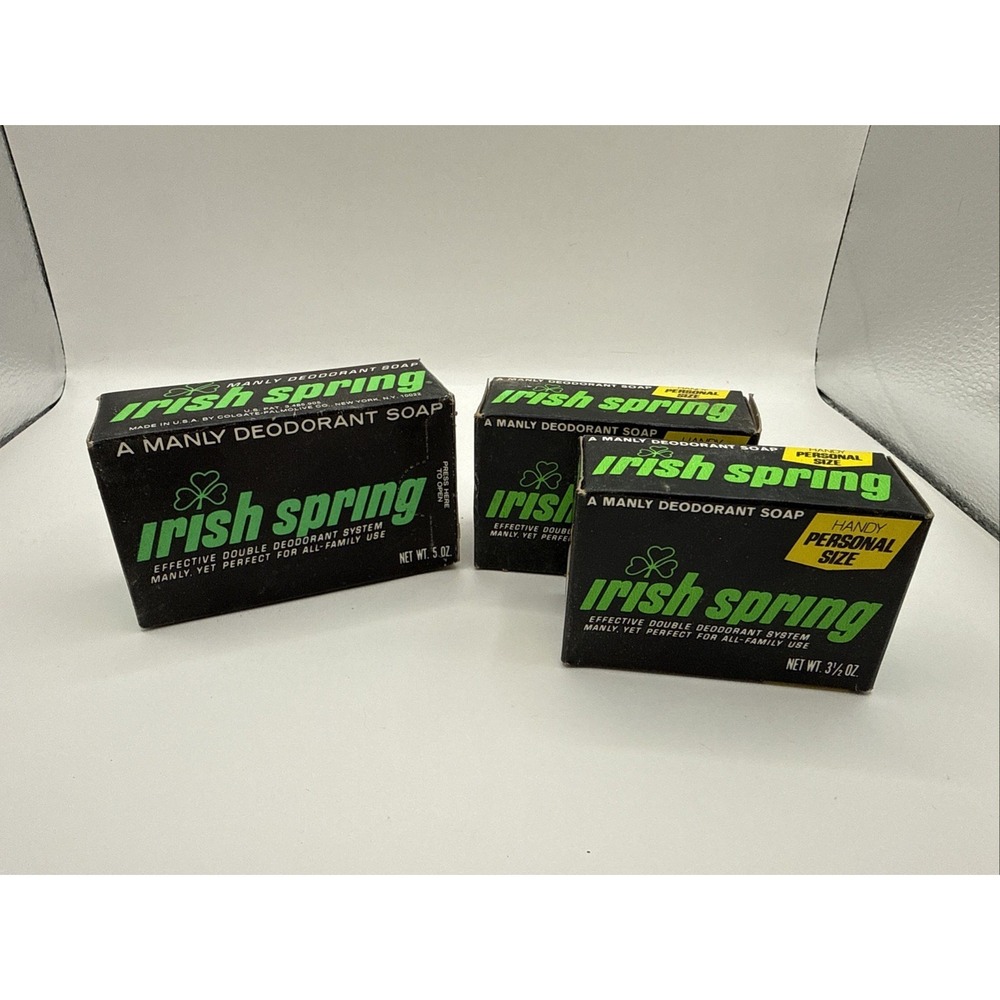 3‎ Bars of Vintage 1970's Collectible Irish Spring Deodorant Soap 5oz & 3.5oz